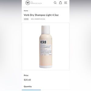 Verb 4.5 oz dry shampoo light hair